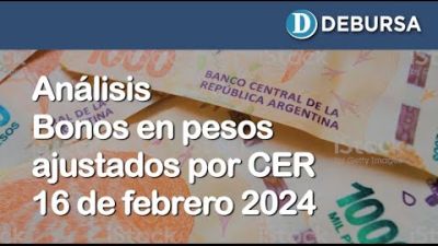 Bonos argentinos en pesos ajustados por CER al 16 de febrero 2024