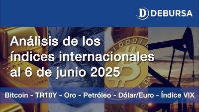 Análisis índices internacionales: oro, dólar, petróleo, bonos EEUU, bitcoin al 6 de junio 2025