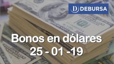 Bonos argentinos emitidos en dólares al 25 de enero 2019