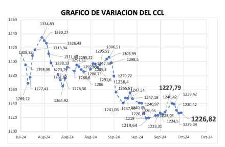 Variación semanal del índice CCL al 4 de octubre 2024