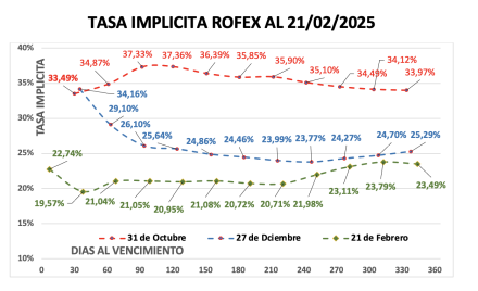 Evolución de las cotizaciones del dólar al 21 de febrero  2025