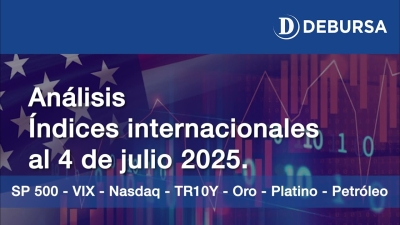 Análisis índices  internacionales: oro, dolar, pretróleo, bonos EEUU, índice VIX al 4 de julio 2025