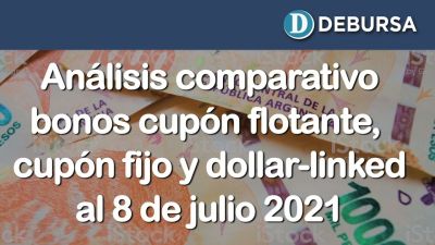 Análisis comparativo: bonos en pesos con cupón flotante, fijo, y dollar linked al 8 de juiio 2021