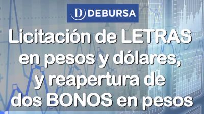 Nueva licitación de Letras en pesos y bonos, y reapertura de Bonos en pesos