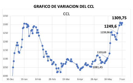 Variación semanal del índice CCL al 7 de junio 2024