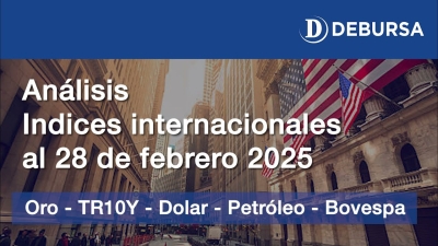 Análisis índices  internacionales: oro, dolar, pretróleo, bonos EEUU, BOVESPA, al 28 de febrero 2025
