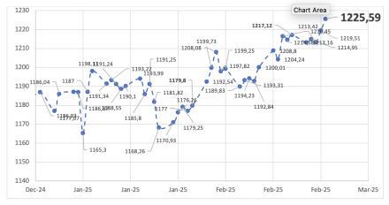 Evolución de las cotizaciones del dólar al 21 de febrero 2025