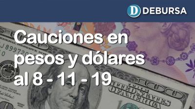 Cauciones bursátiles en pesos y dólares al 8 de noviembre 2019