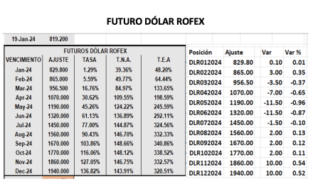Evolución de las cotizaciones del dólar al 19 de enero 2024