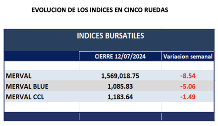 Indices Bursátiles - Evolución semanal al 19 de julio 2024