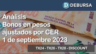 Bonos argentinos en pesos ajustados por CER al 1 de septiembre 2023