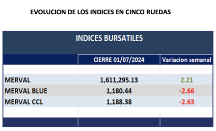 Indices Bursátiles - Evolución semanal al 28 de junio 2024