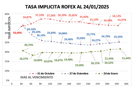 Evolución de las cotizaciones del dólar al 24 de enero 2025