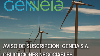 Aviso de Suscripción: GENNEIA SA - Obligaciones Negociables