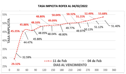 Evolución de las cotizaciones del dólar al 11 de febrero 2022
