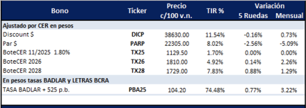 Bonos Argentinos en pesos al 28 de febrero 2025