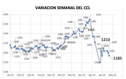 Variación semanal del índice CCL al 30 de abril  2025