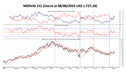 Indices Bursátiles - MERVAL CCL al 8 de agosto 2025