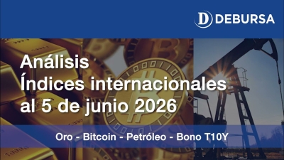 Analisis índices internacionales: Oro, Petróleo, Bitcoin y Bono Treasury 10 años al 5 de junio 2026