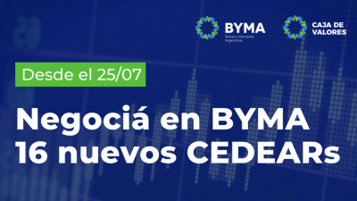 BYMA incorpora 16 nuevos Certificados de Depósito Argentinos (CEDEARs) para su negociación.