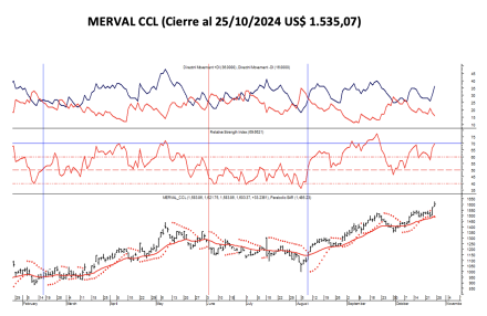 Indices Bursátiles - MERVAL CCL al 25 de octubre 2024