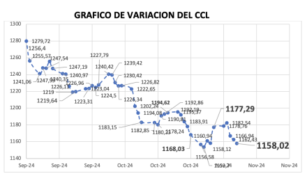 Variación semanal del índice CCL al 8 de noviembre 2024