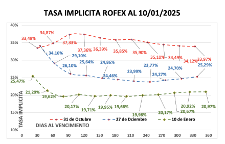 Evolución de las cotizaciones del dólar al 10 de enero 2025