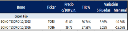 Bonos argentinos en pesos al 12 de noviembre 2021