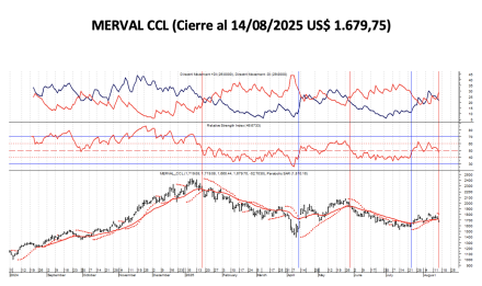 Indices Bursátiles - MERVAL CCL al 14 de agosto 2025