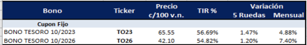 Bonos argentinos en pesos al 31 de diciembre 2021