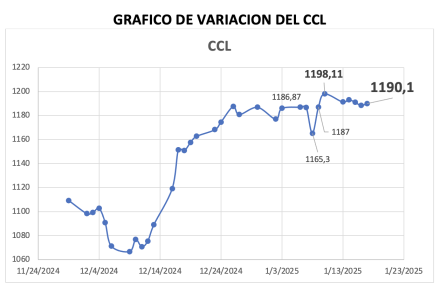 Variación semanal del índice CCL al 17 de enero 2025