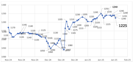 Evolución de las cotizaciones del dólar al 24 de enero 2025